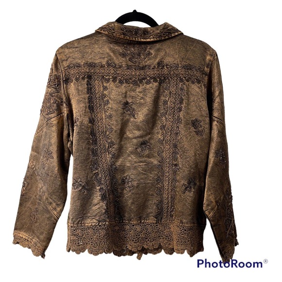 Vtg Metallic Medium Embroidered Crochet Lace Boho Flashback Blazer Jacket Women - Picture 16 of 16